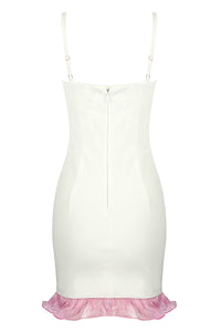 White Strappy Crystal Clam-Shell Bralets Mini Dress