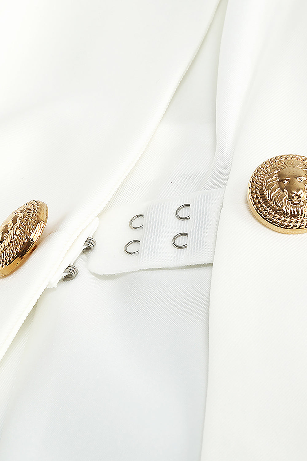 Vestido tipo blazer de manga larga con cuello en V y gasa blanca Conjuntos de dos piezas