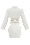 White Long-Sleeved V-neck Suit Coat And Skirt Two-Piece Suit