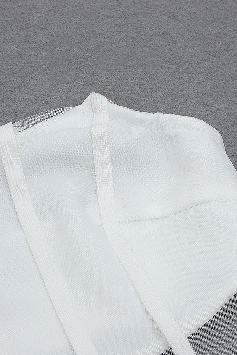 White Mesh Bandage Patchwork Top Corset - IULOVER