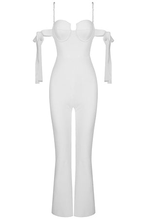 Off Shoulder Bow Woman Bodycon Bandage Jumpsuit - IULOVER