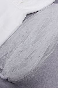 Off Shoulder Puff Sleeves Crystal Tassel Bandage Dress