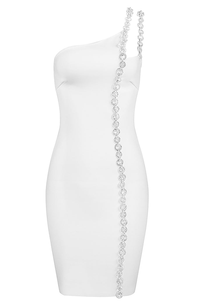 One Shoulder Strappy Diamond Bandage Dress