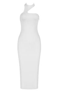 White One Shoulder Halter Neck Midi Bandage Dress