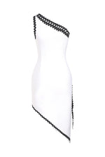 White One Shoulder Tassel Asymmetrical Midi Bandage Dress