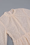 White Spot Puffes Long Sleeve Dress - IULOVER