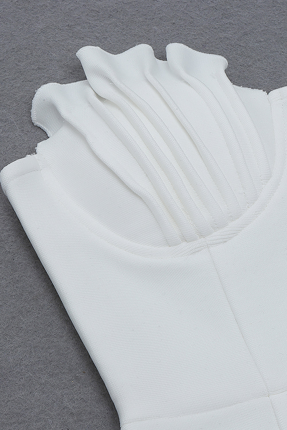 White Strapless Pleated Knee Length Bandage Dress - IULOVER