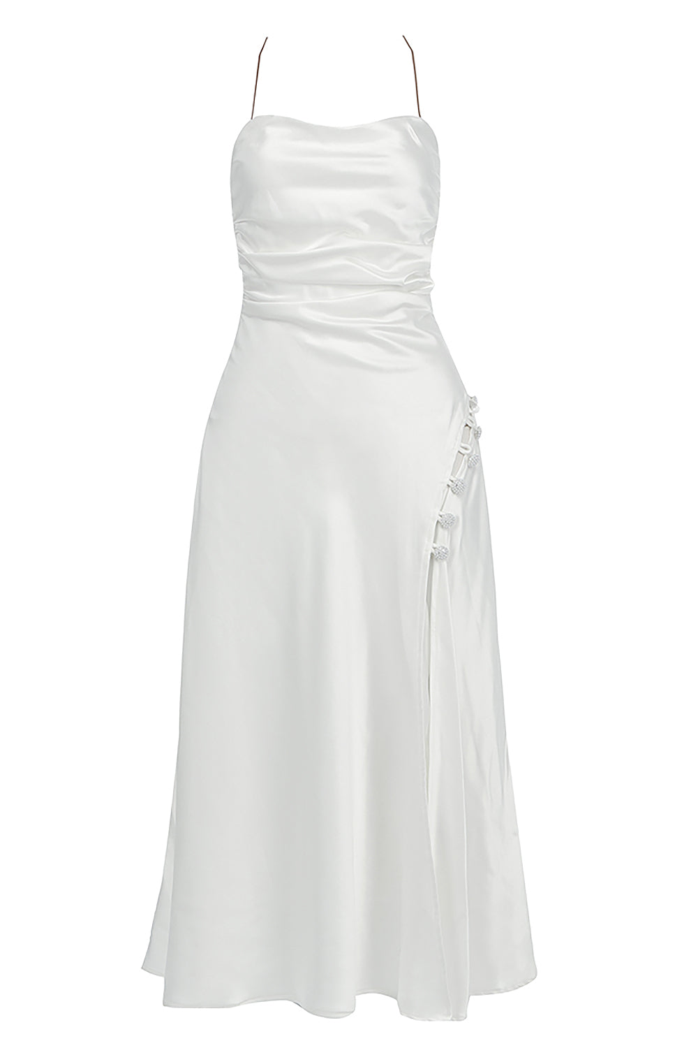 Vestido branco com alças e alças divididas