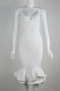 Strappy V Neck Ruffles Bandage Dress - IULOVER