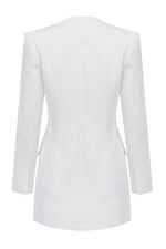 Long Sleeve V Neck Black White Blazer Dress - IULOVER