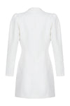 White V Neck Full Sleeves Button Suits Dress - IULOVER
