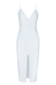 White Spaghetti Strap Deep V Midi Bandage Dress - iulover