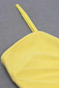 Vestidos midi plisados ​​con tiras y cuello en V amarillo
