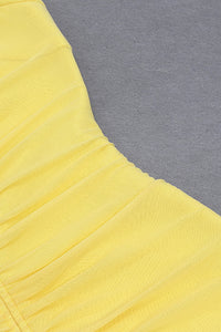 Vestidos midi plisados ​​con tiras y cuello en V amarillo